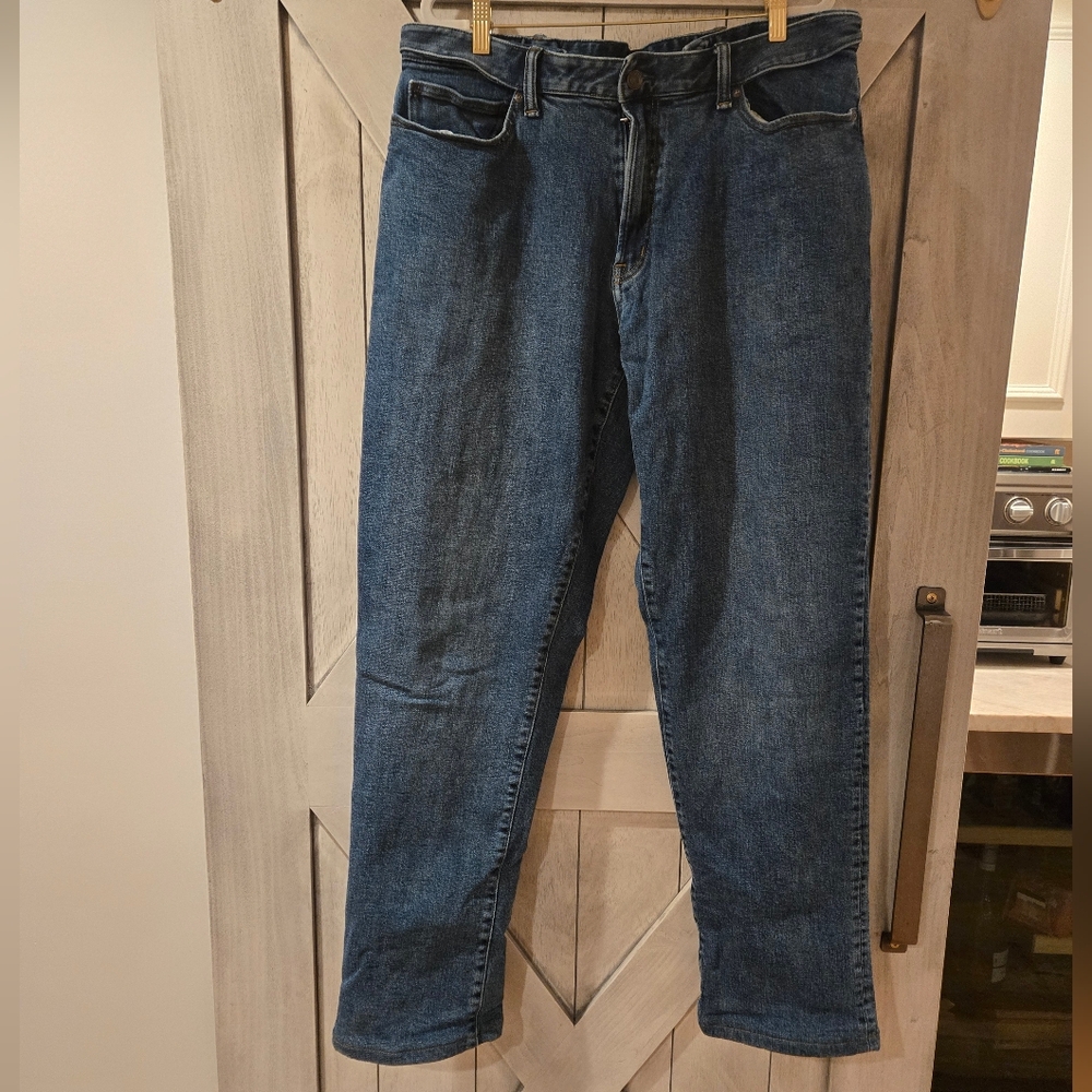 Lands' End Men's Flannel Lined Straight Blue Jeans